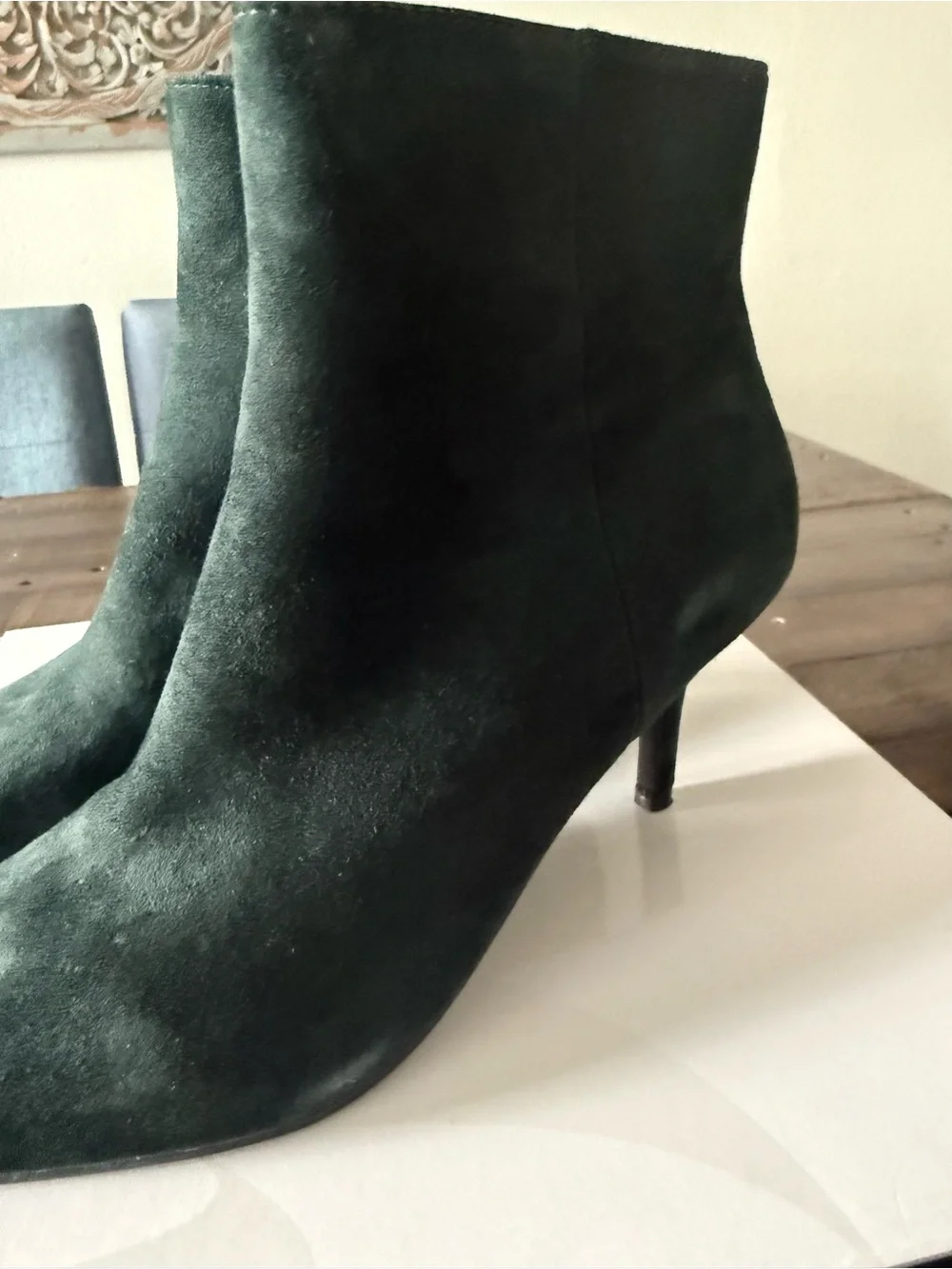 Nine West Dark Green Suede Pointed-Toe Ankle Booties - Ari Dress Bootie Sz 6